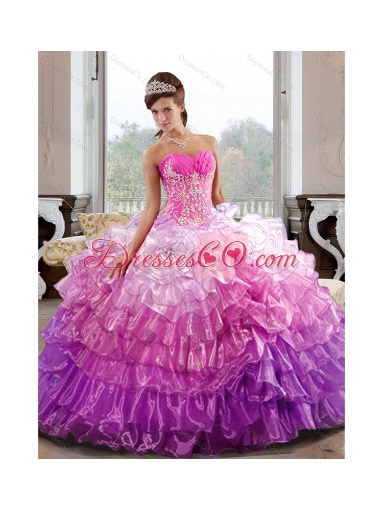 Latest  Quinceanera Dress with Appliques and Ruffled Layers