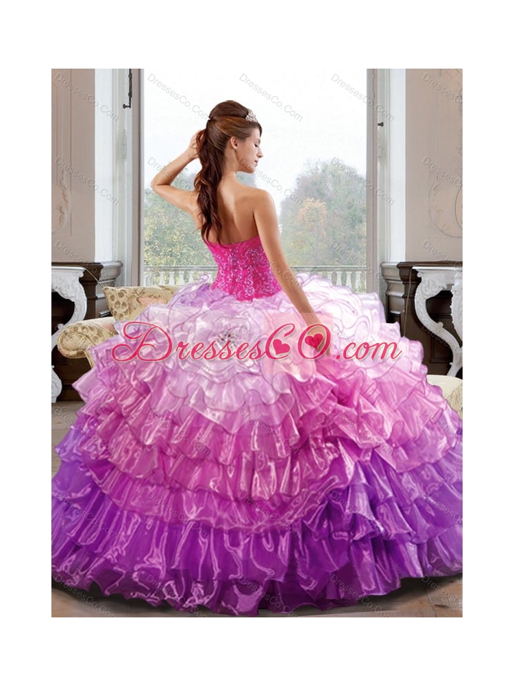 Latest  Quinceanera Dress with Appliques and Ruffled Layers