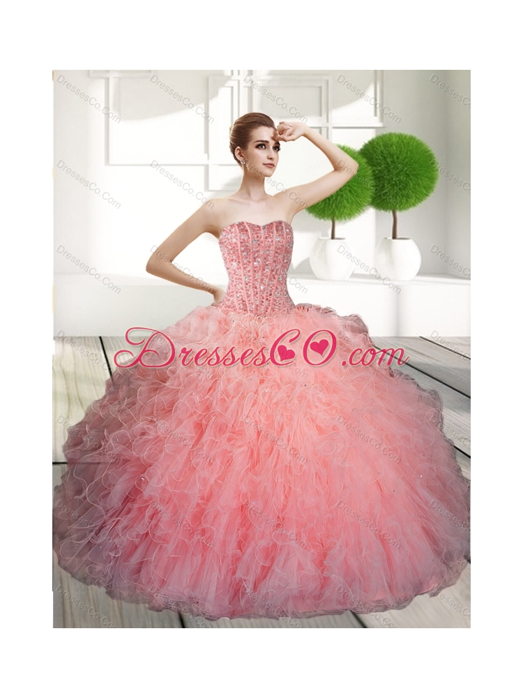 Latest Ball Gown Beading and Ruffles Quinceanera Dress