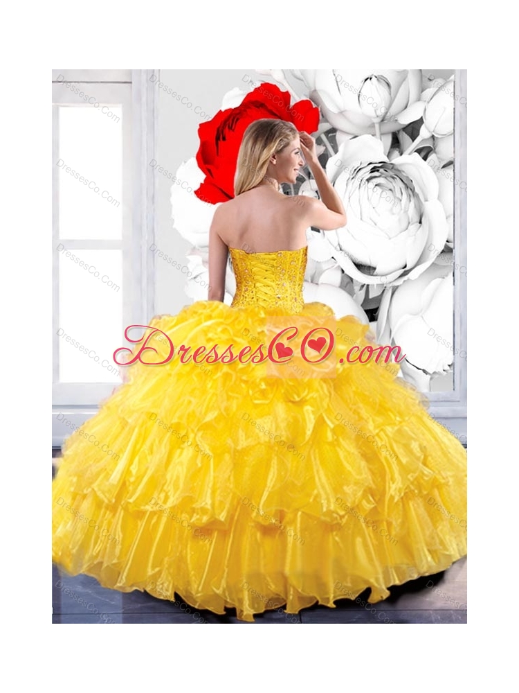 Pretty  Quinceanera Dress with Beading and Ruffled Layers
