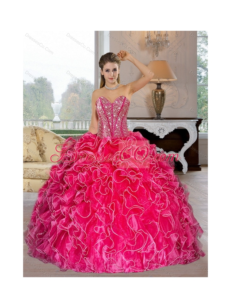 Pretty Ball Gown Quinceanera Dress with Beading and Ruffles