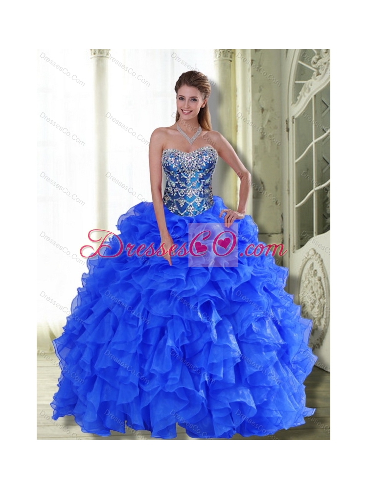 Unique Strapless  Quinceanera Dress with Beading and Ruffles