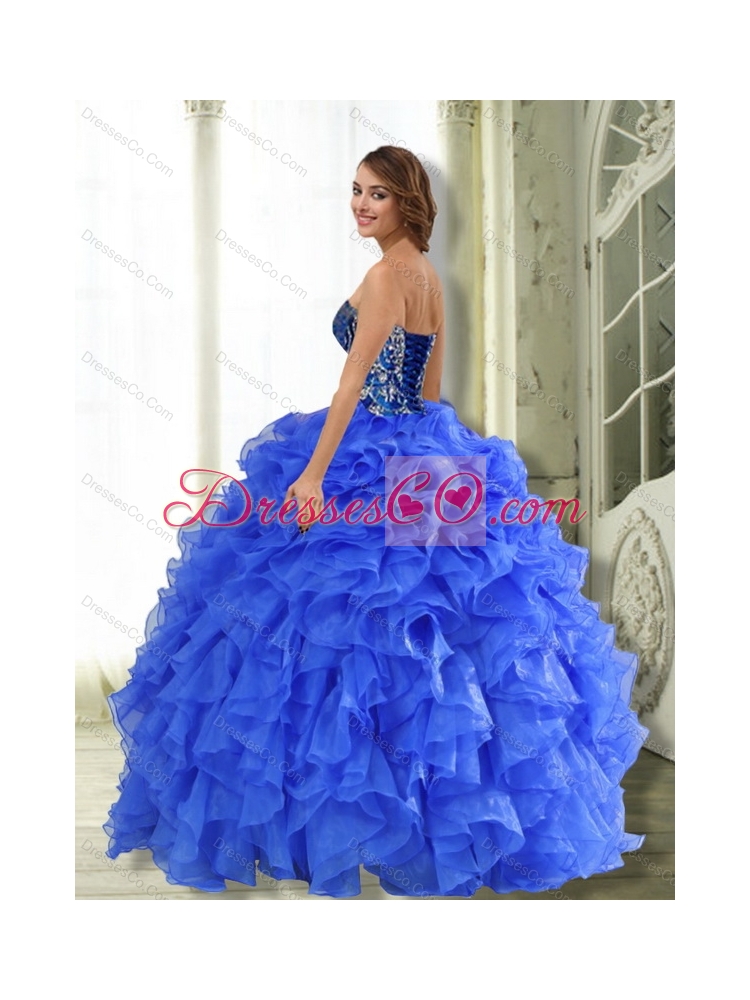 Unique Strapless  Quinceanera Dress with Beading and Ruffles