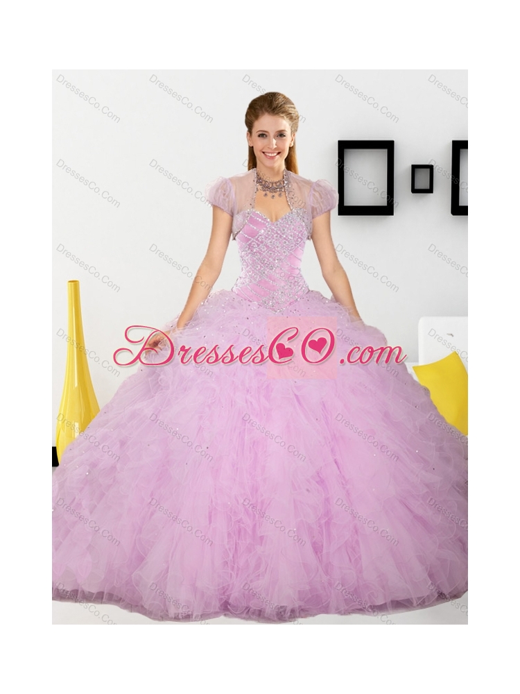 Unique Beading and Ruffles Quinceanera Dress in Baby Pink