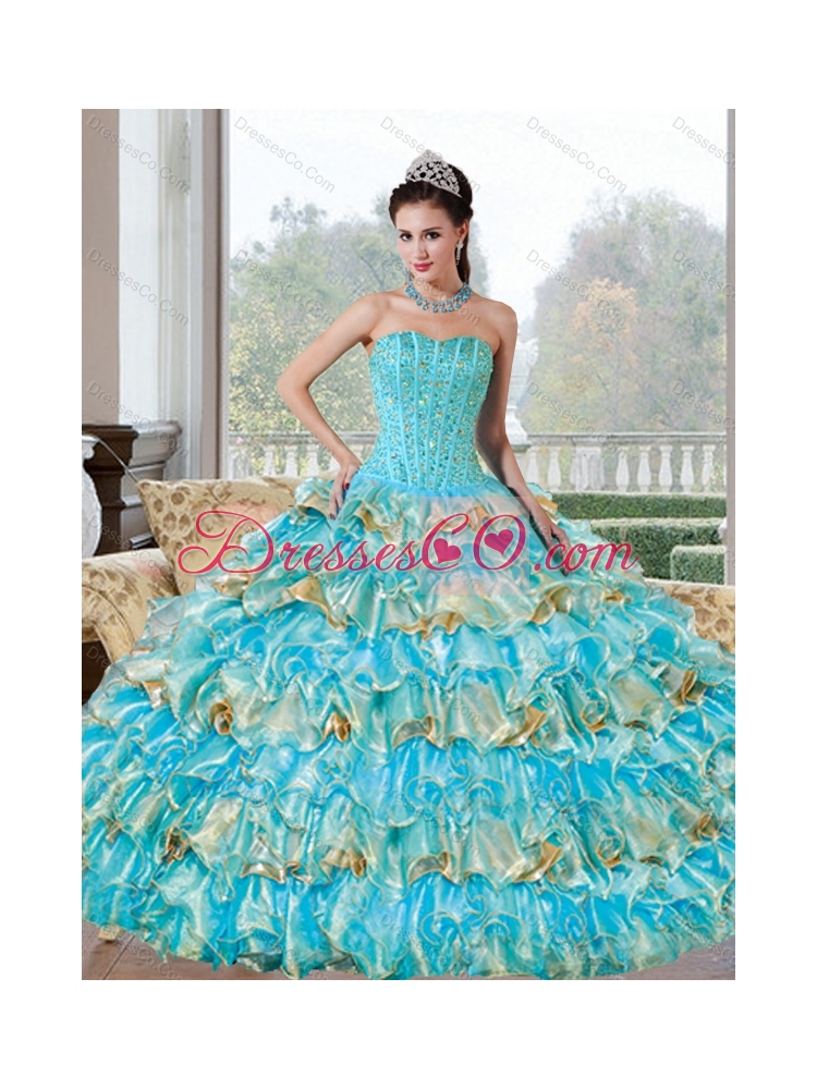 Unique Beading and Ruffled Layers Quinceanera Dress