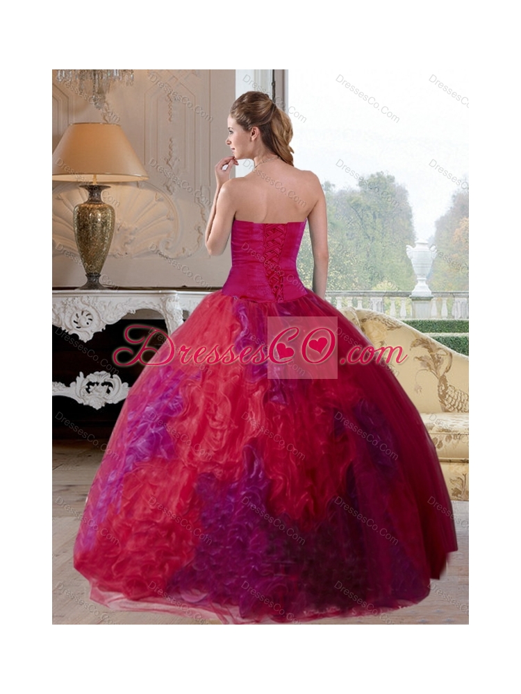 Unique Multi Color  Quinceanera Dress with Beading and Ruffles