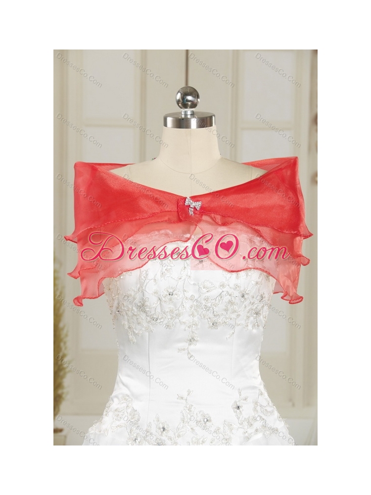 Unique Pick Ups and Appliques  Red Quinceanera Dress with Brush Train