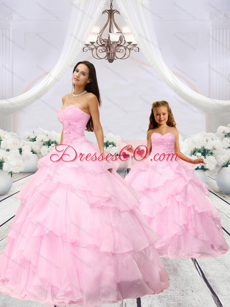 Popular Beading and Ruching Baby Pink Princesita Dress for