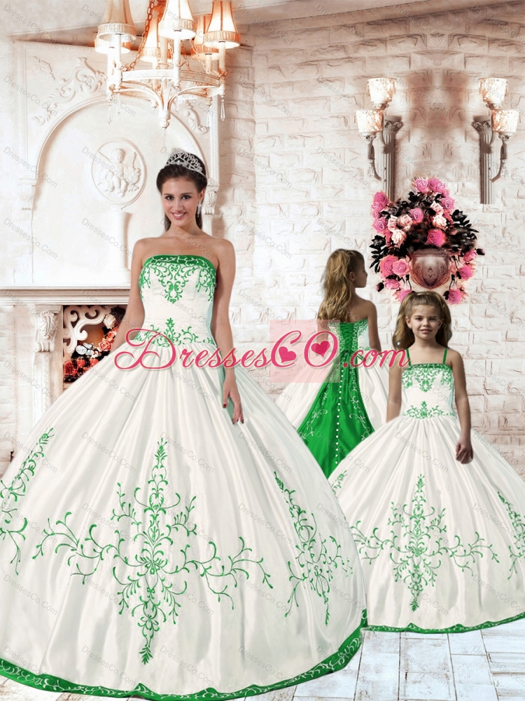 Affordable Olive Green Embroidery Princesita Dress in White 
