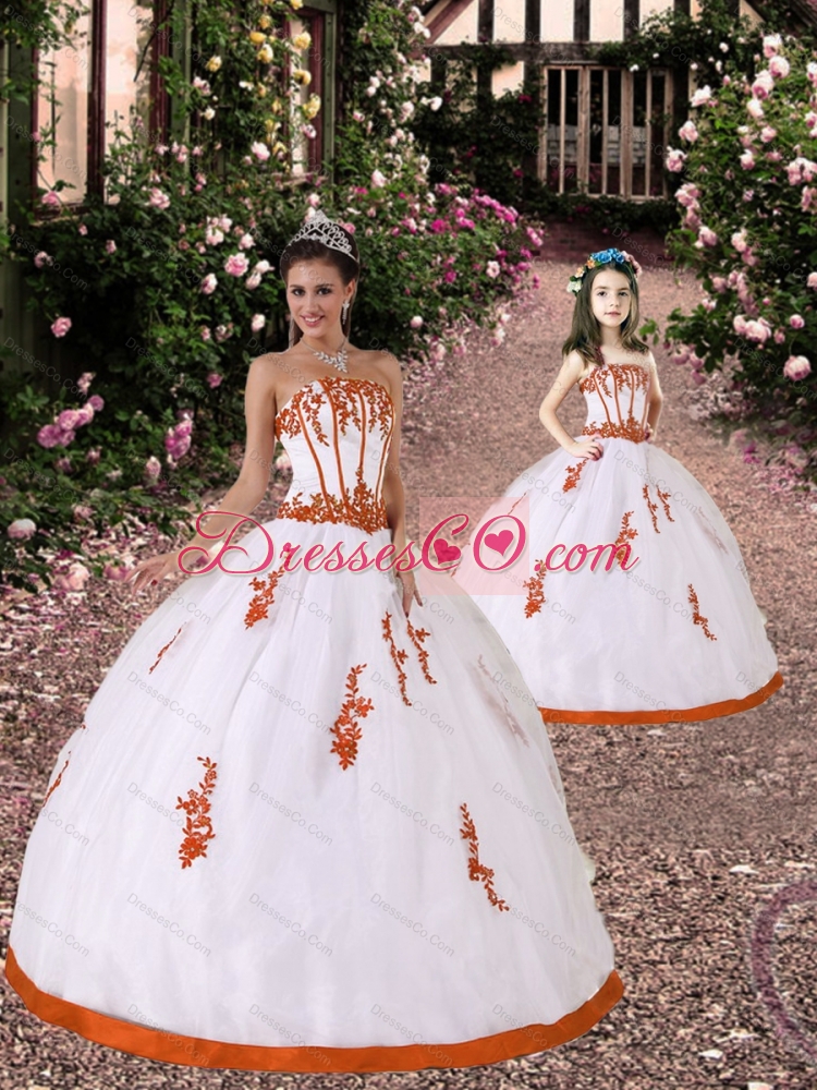 Trendy Appliques Princesita Dress in White and Orange Red