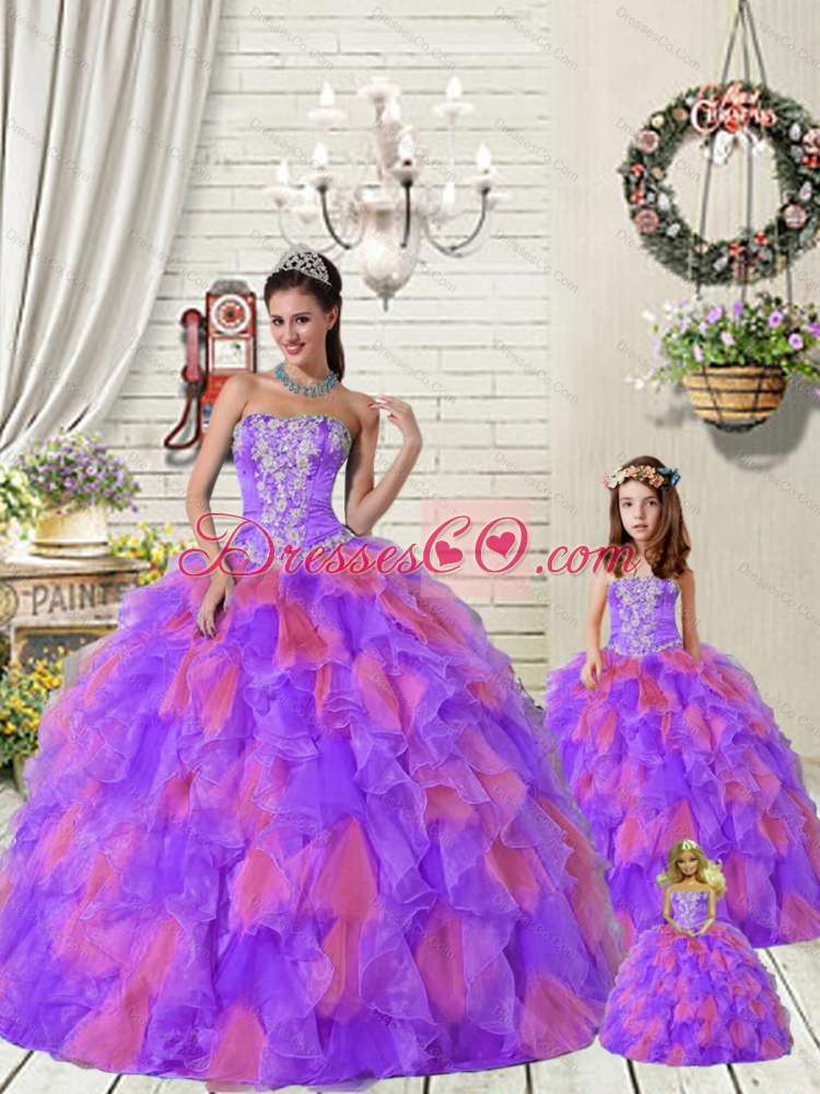 Beautiful Ruffles and Beading Princesita Dress in Purple and Red for