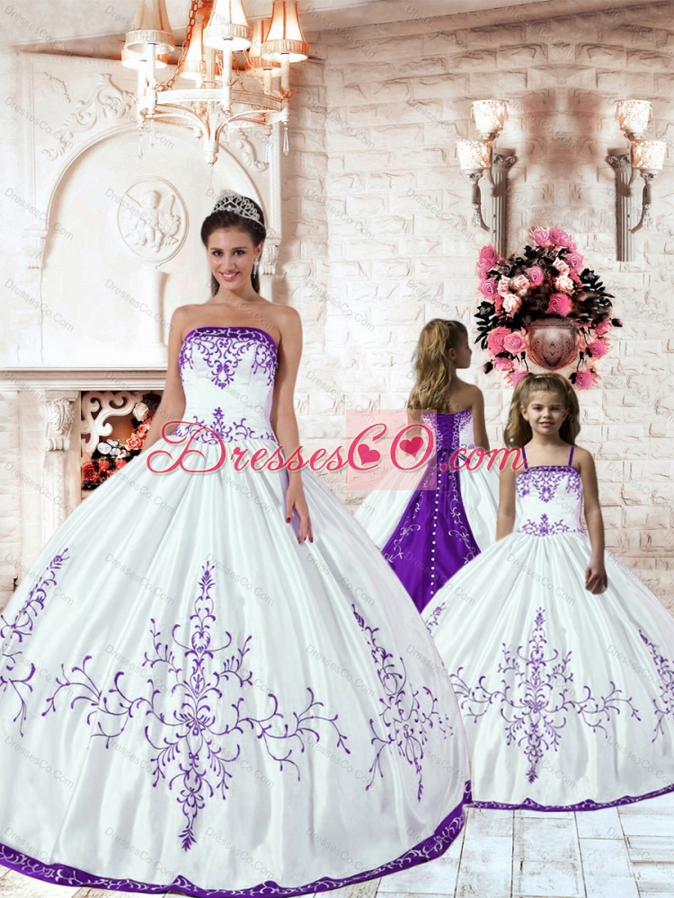 Customize Purple Embroidery White Princesita Dress for