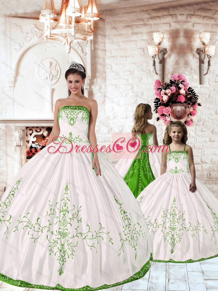 Pretty Spring Green Embroidery White Princesita Dress for  Spring