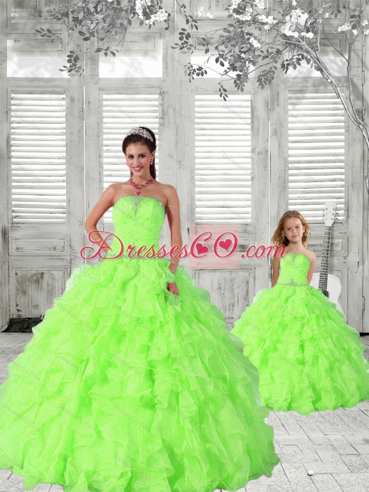 Modest Spring Green Princesita Dress with Beading and Ruching