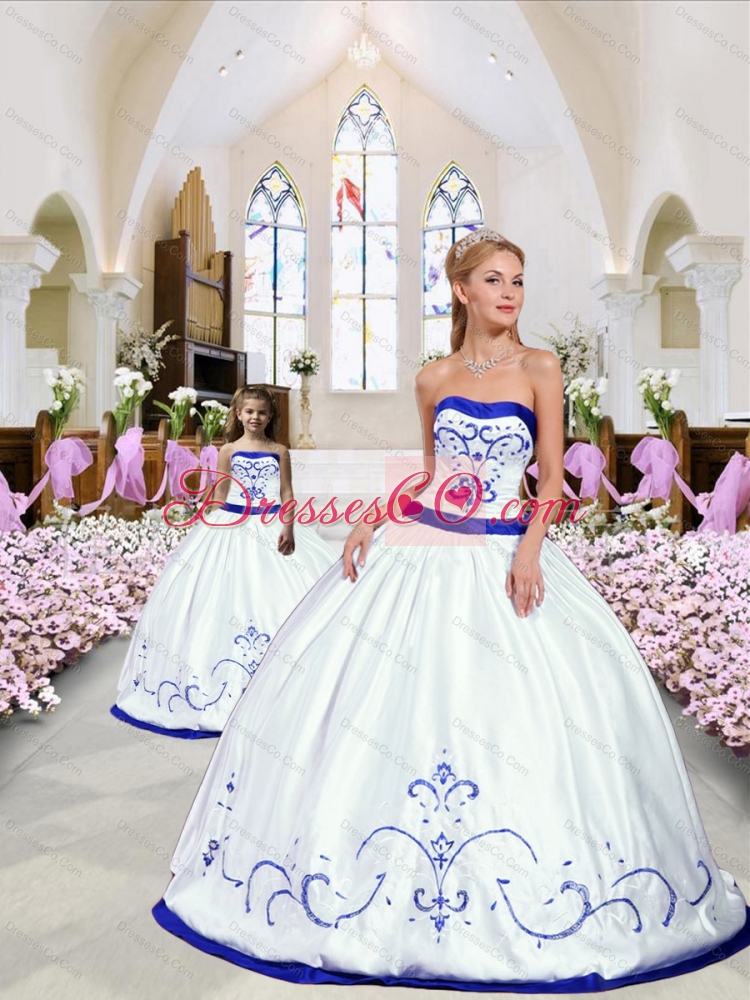 New Style Embroidery Princesita Dress in White and Royal Blue