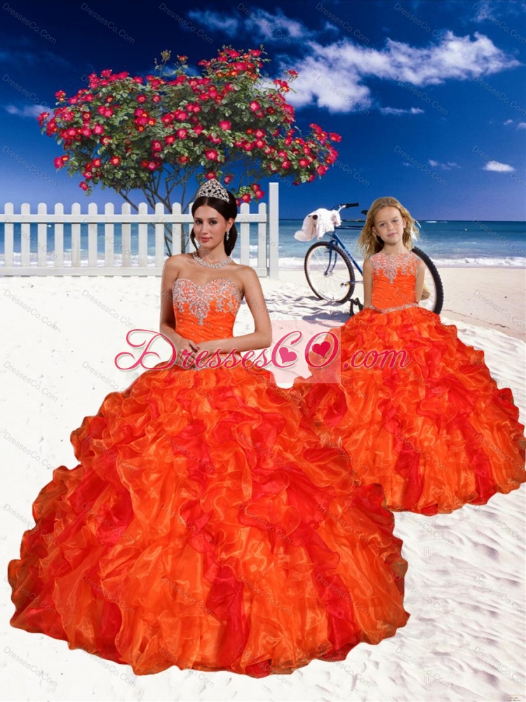 Appliques and Beading Princesita Dress in Orange