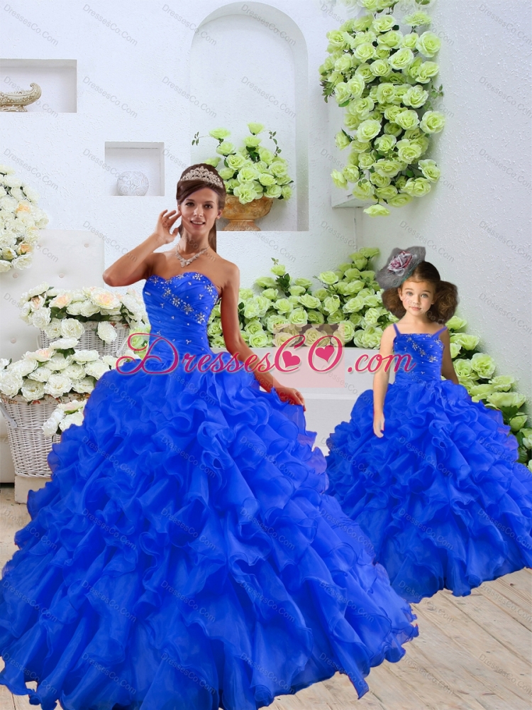 Customize Beading and Ruffles Princesita Dress in Royal Blue for