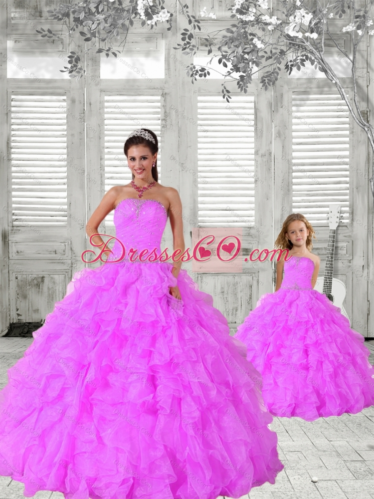 Fashionable Beading and Ruching Hot Pink Princesita Dress for