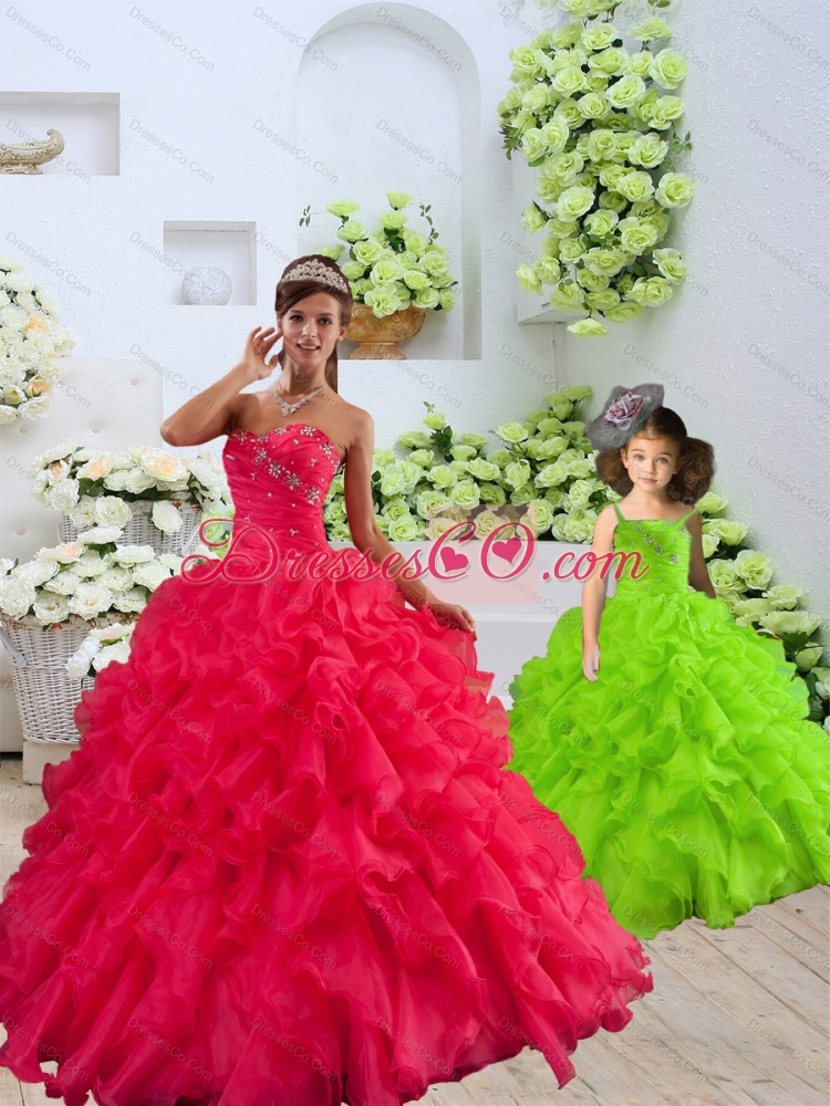 New Style Organza Coral Red Princesita Dress with Beading and Ruffles for