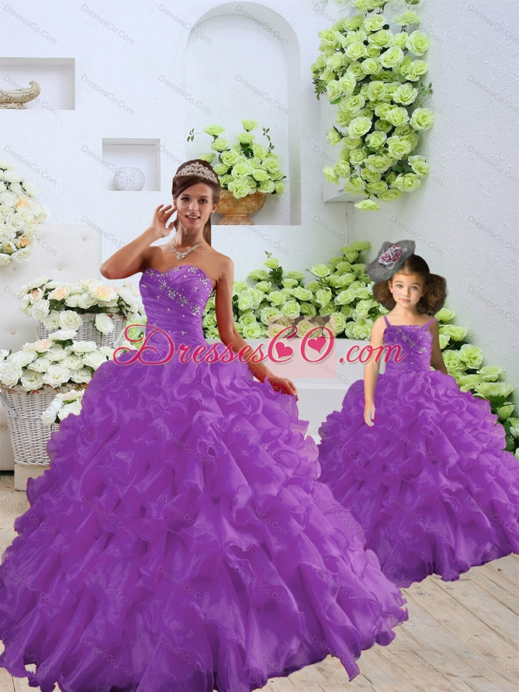 Trendy Purple Princesita Dress with Beading and Ruffles for  Spring