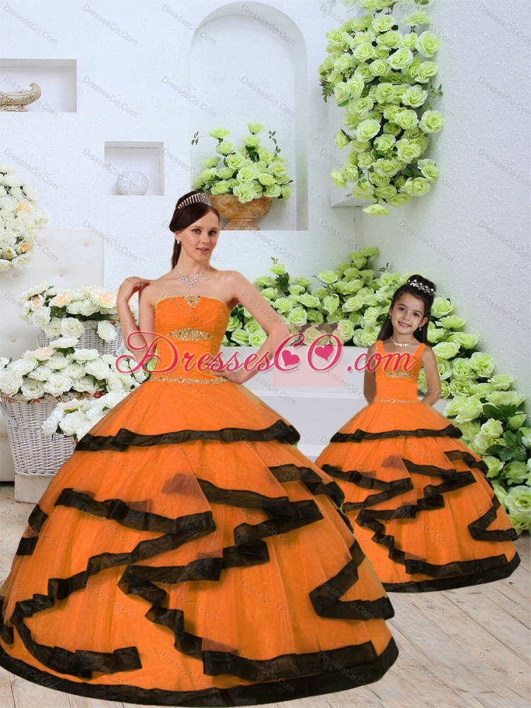Unique Beading and Ruching Princesita Dress in Orange