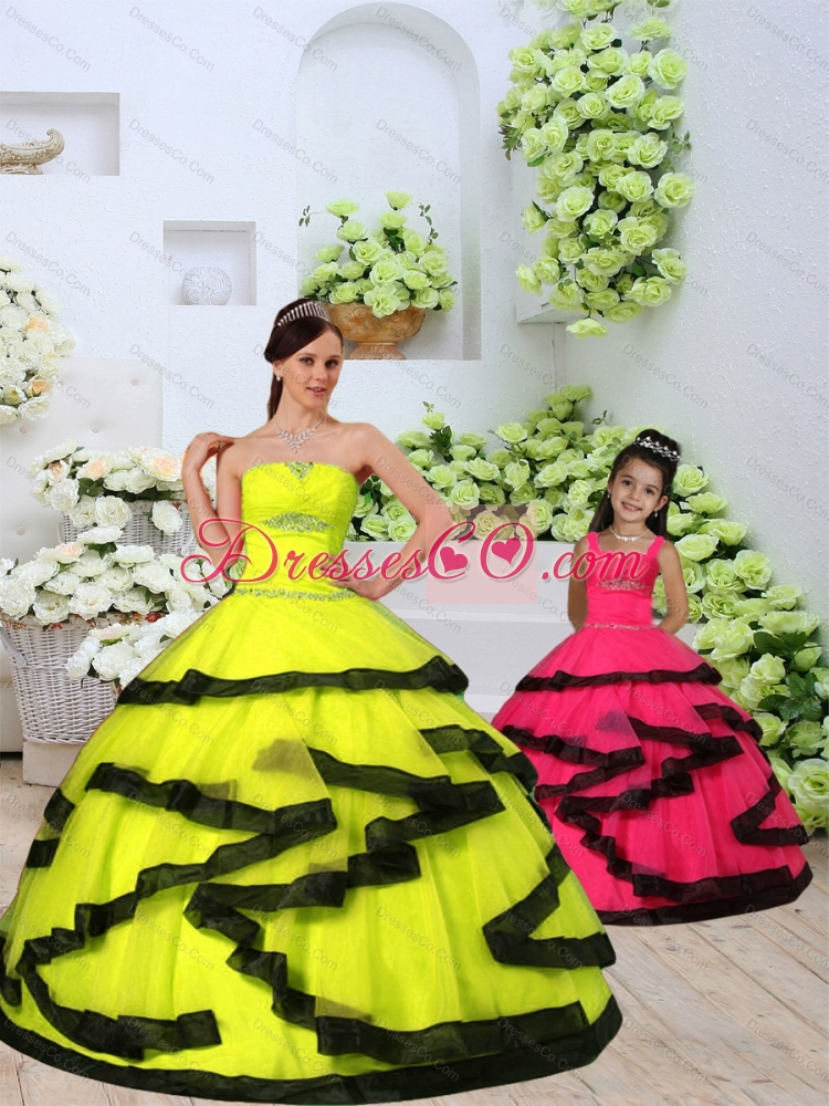 Custom Made Organza Yellow Princesita Dress with Beading and Ruching for