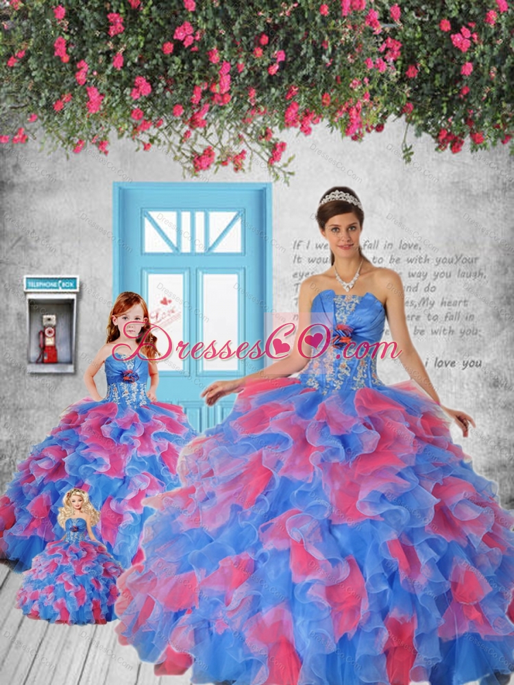 Most Popular Blue and Red Princesita Dress with Appliques and Ruffles for