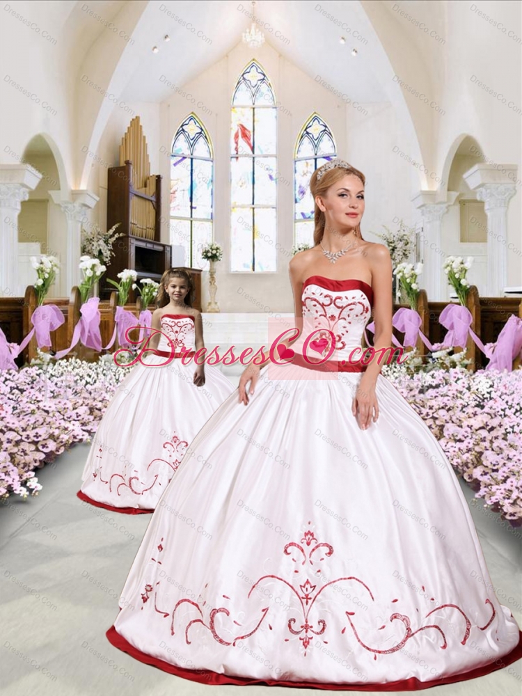 Pretty Embroidery White and Wine Red Princesita Dress for