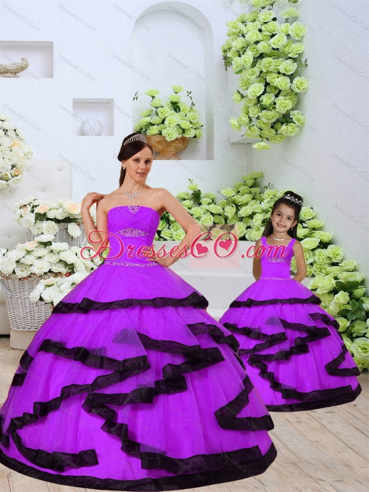 Top Seller Beading and Ruching Princesita Dress in Eggplant Purple for