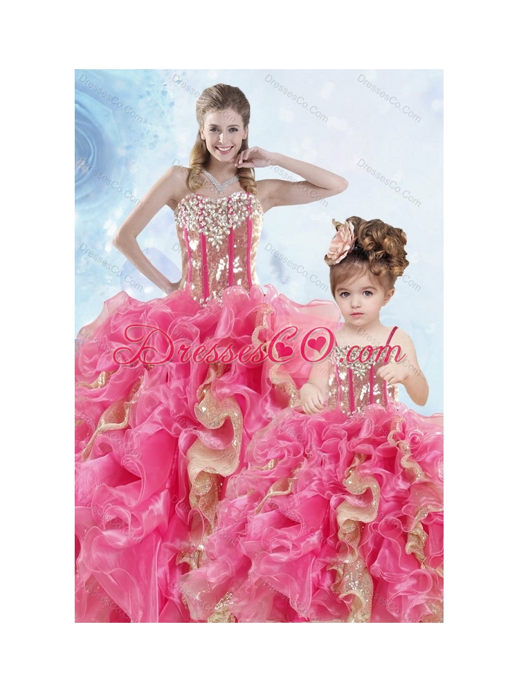 Luxurious Beading and Ruffles Organza Princesita Dress in Multi-color