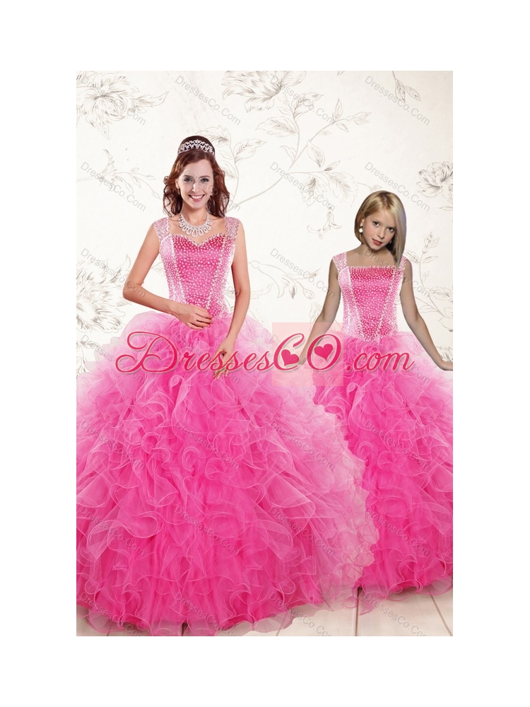 Pretty Straps Hot Pink Princesita Dress with Beading