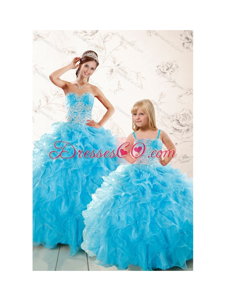 Aqua Blue Ball Gown Beading Princesita Dresses