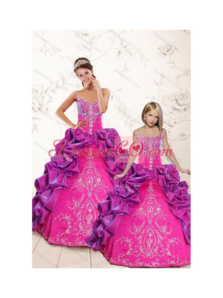 Classic Ball Gown Embroidery Court Train Princesita Dress in Purple