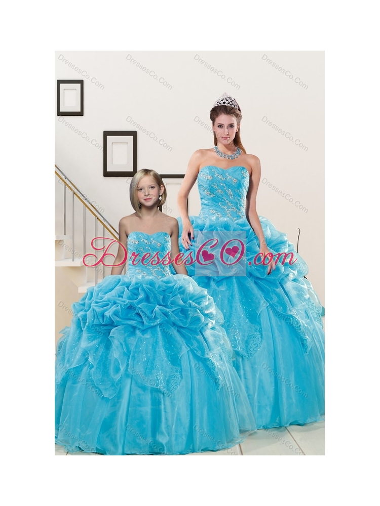 Fashionable Beading Princesita Dress in Aqua Blue Color