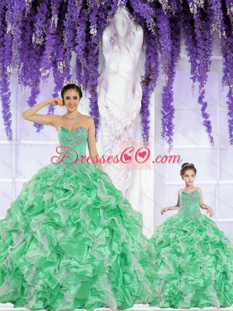 Spring Hot Sales Beading and Ruffles Green Princesita Dress