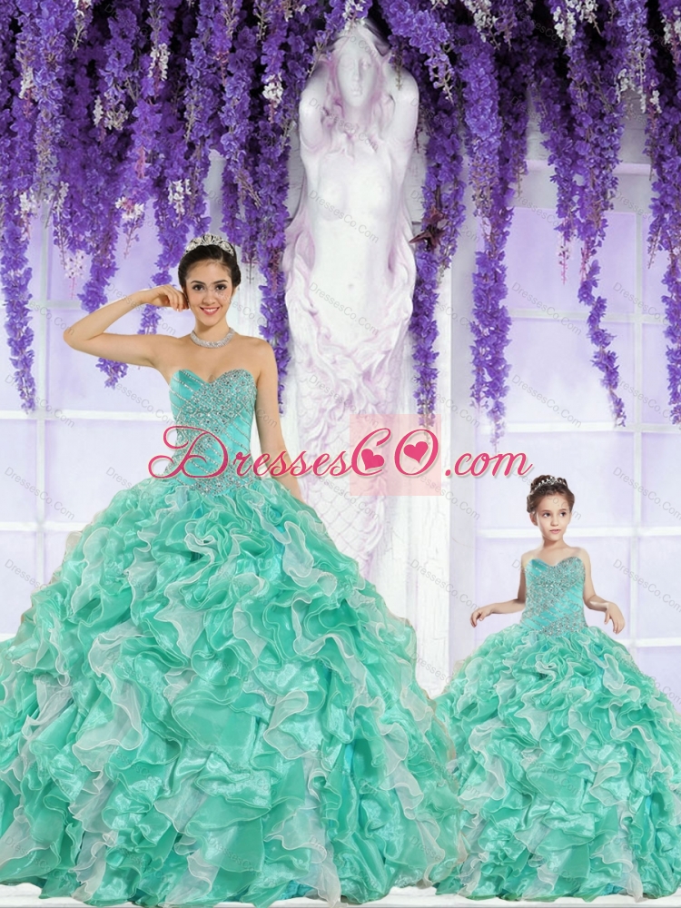 Apple Green Organza Beading and Ruffles Princesita Dress