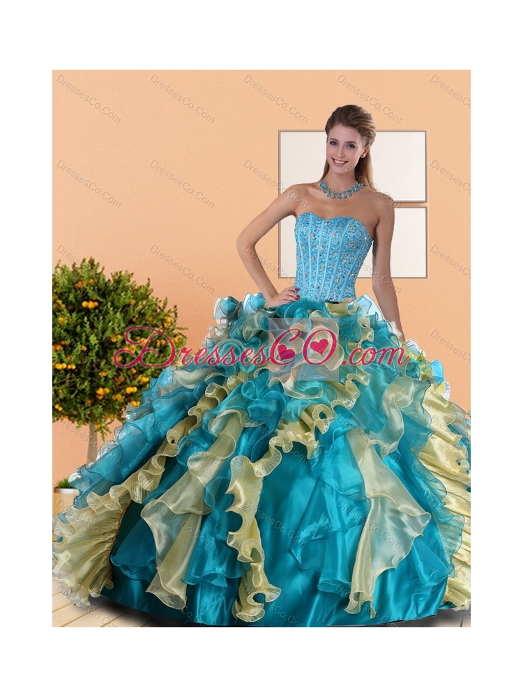 Beautiful Quinceanera Dress with Beading and Ruffles