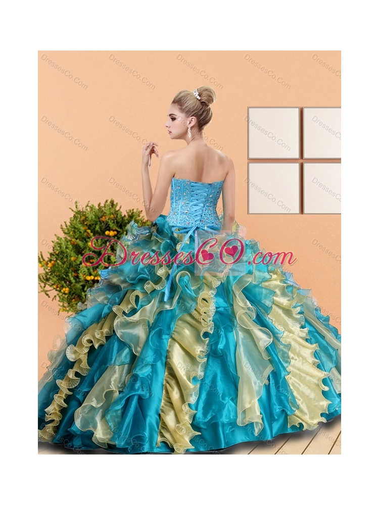 Beautiful Quinceanera Dress with Beading and Ruffles