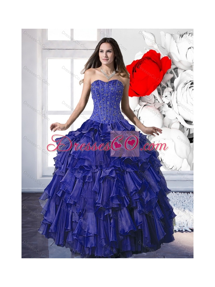 Pretty Beading and Ruffles Ball Gown Quinceanera Dress