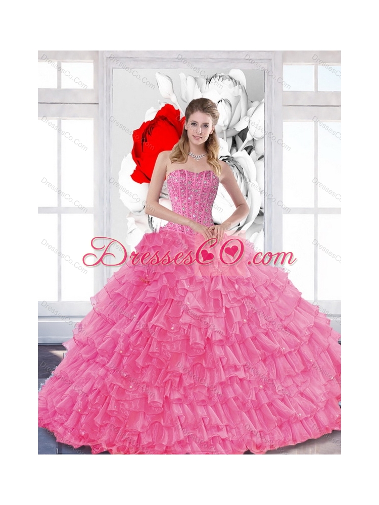 Sophisticated  Quinceanera Dress with Beading and Ruffled Layers