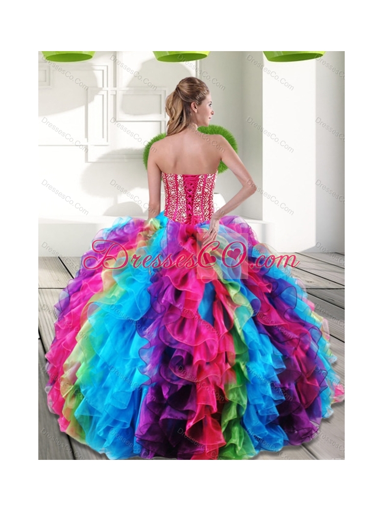 Beading and Ruffles  New Style Quinceanera Dress in Multi Color