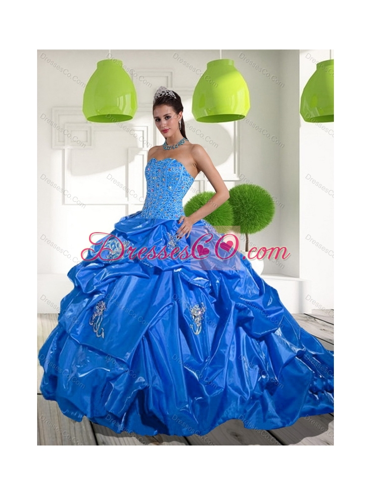 Beading and Appliques Quinceanera Dress with Brush Train