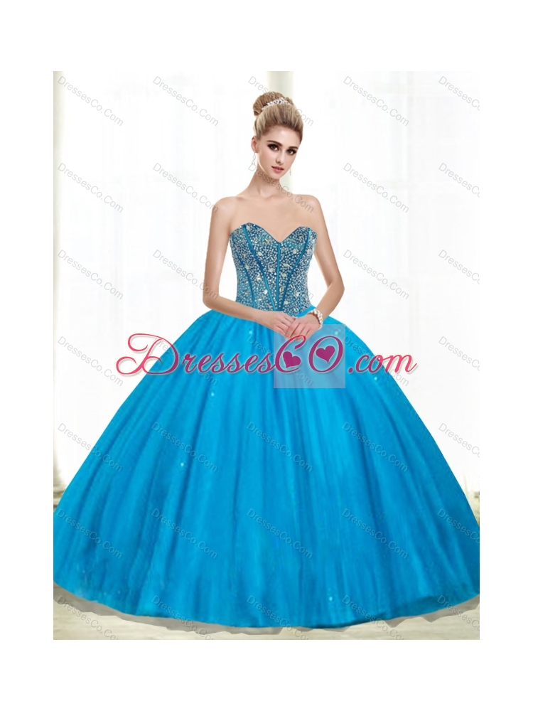 Cheap Ball Gown Beading Quinceanera Dress in Teal