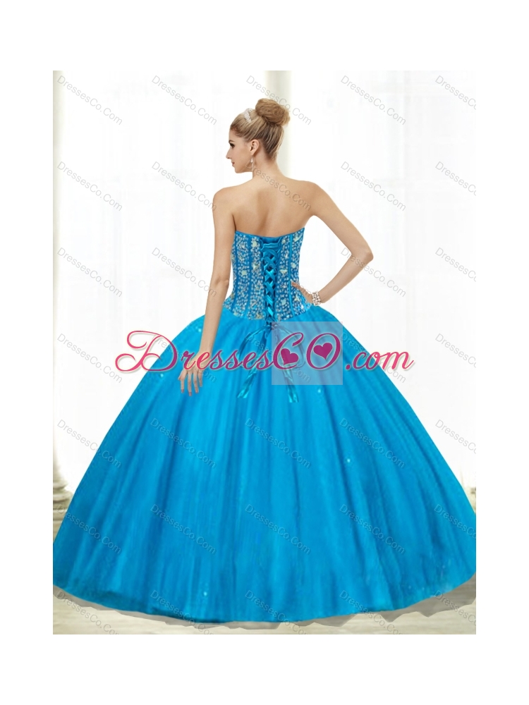 Cheap Ball Gown Beading Quinceanera Dress in Teal