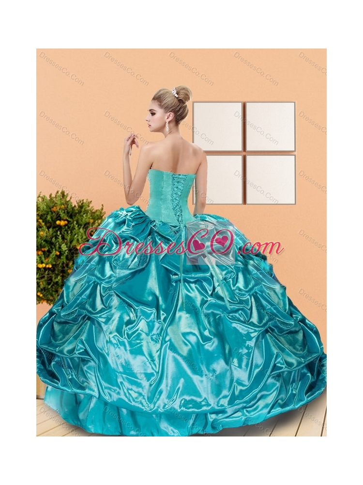 Classical Teal Quinceanera Dress with Beading and Pick Ups