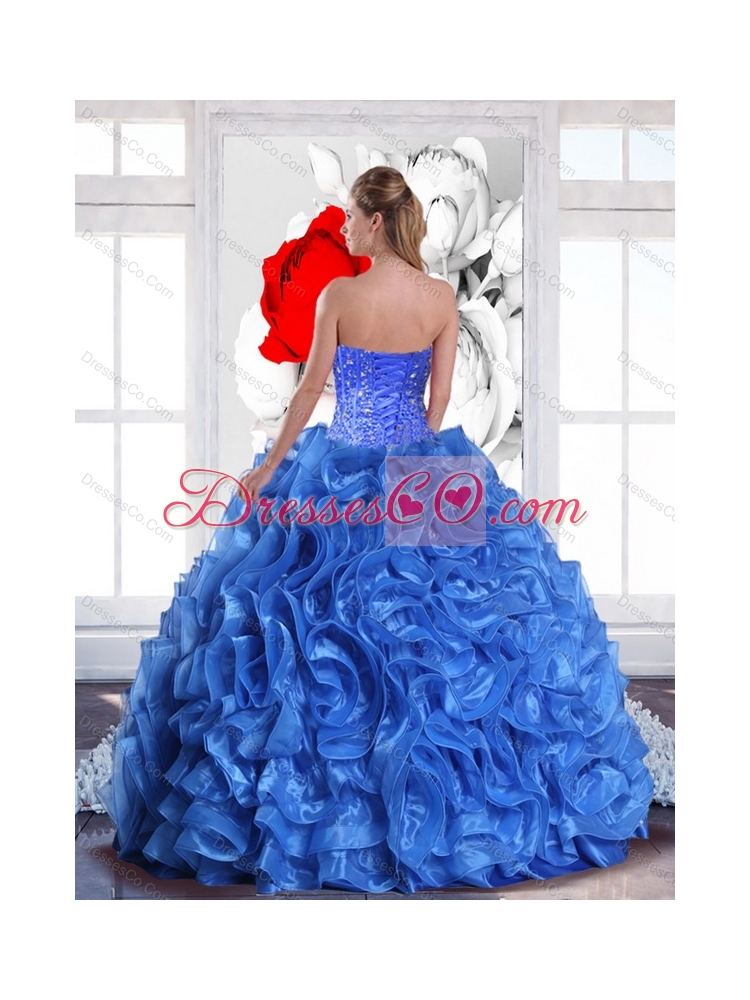 Modest Ball Gown Quinceanera Dress with Beading and Ruffles