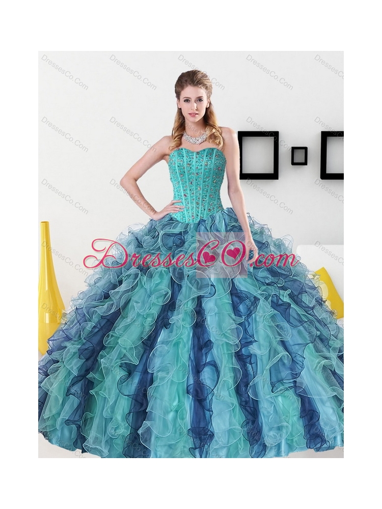 Discount Beading and Ruffles Sweet Sixteen Dress for