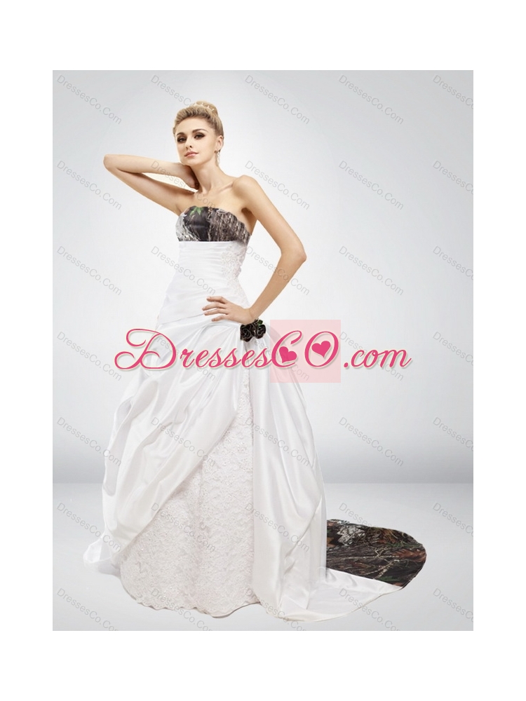 Fashionable Strapless Hand Made Flower Most Popular Wedding Dress in Multi Color