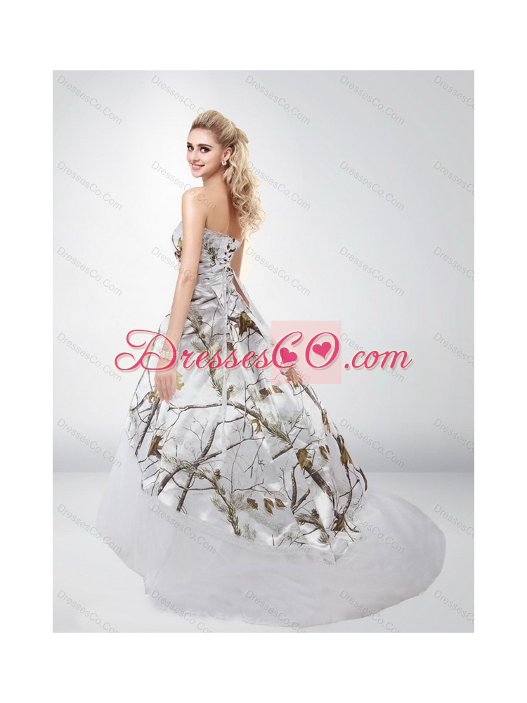 Fashionable Strapless Most Popular Wedding Dress with Brush Train