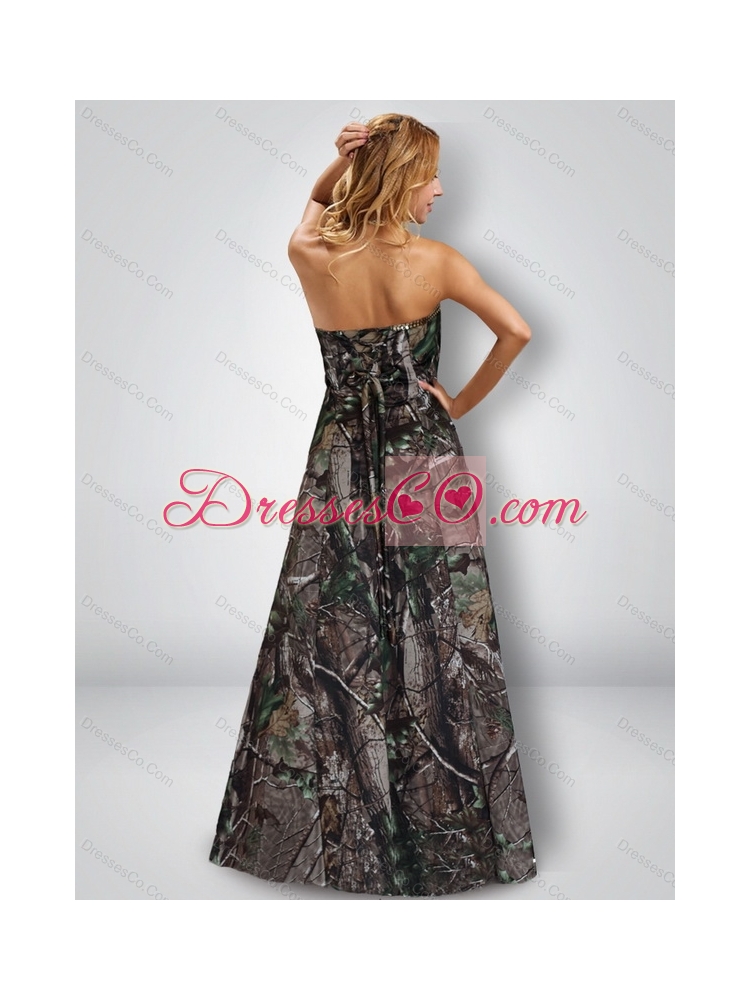 New Style Column Strapless Camo Prom Dress with Sequins